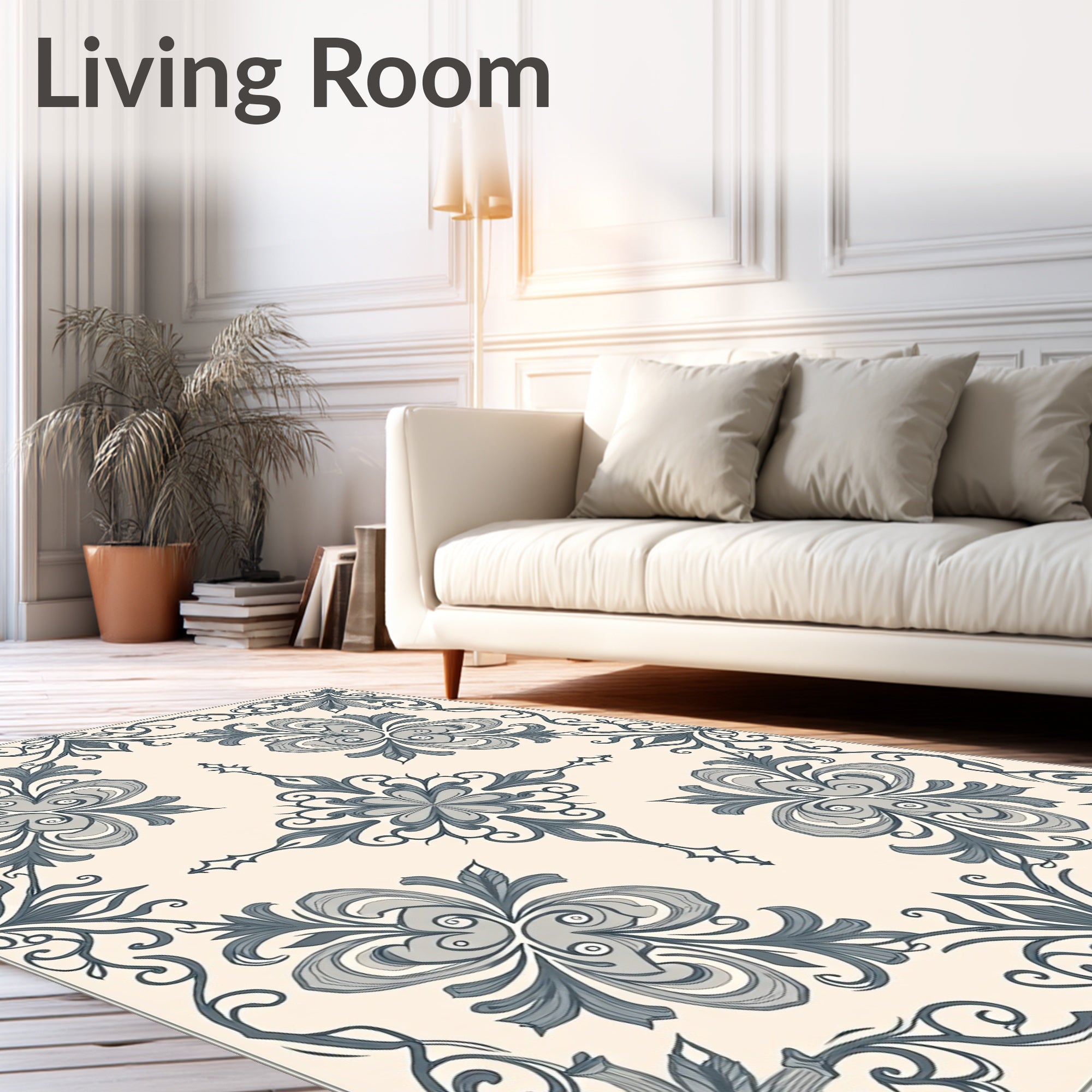 Elegant Floral Swirl Design Rug