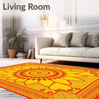 Golden Sunflower Geometric Patterned Rug