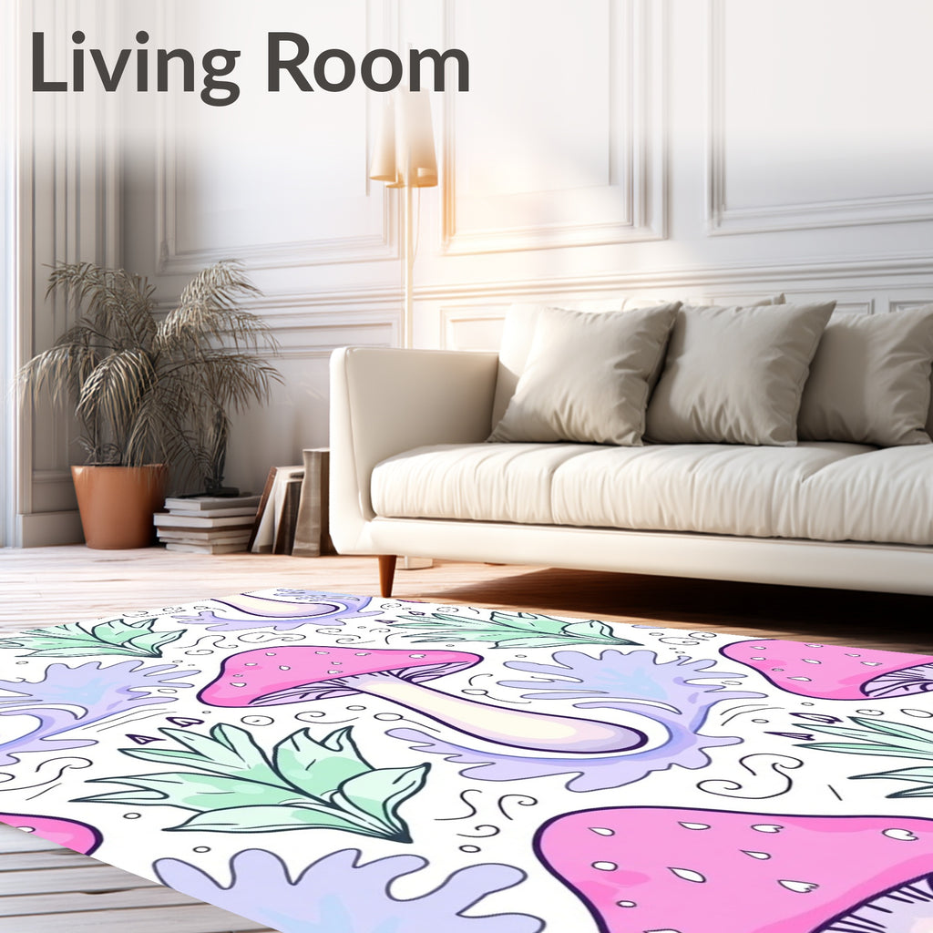 Pink Mushroom Abstract Swirl Pattern Rug