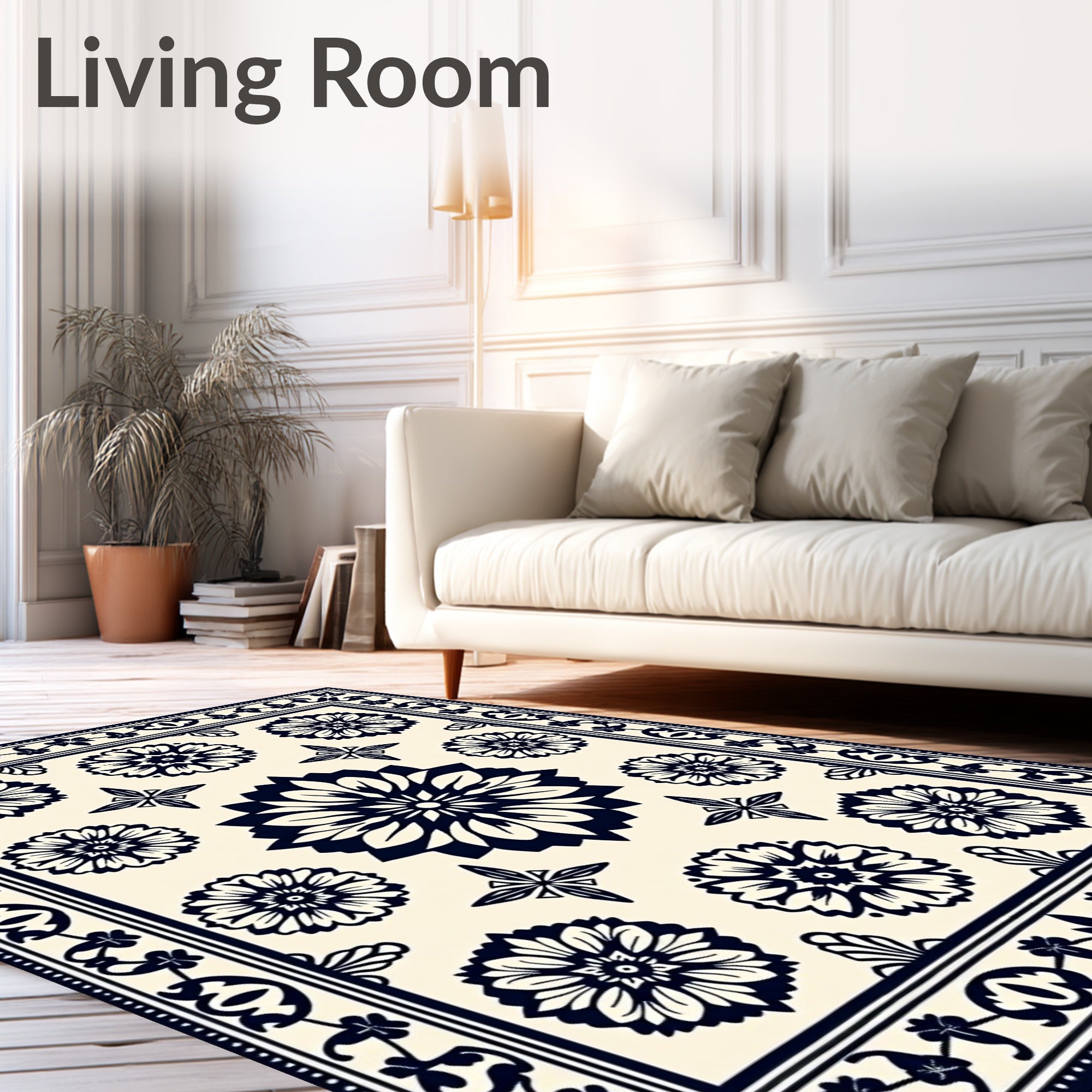 Floral Starburst Geometric Pattern Rug