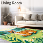 Woodland Deer With Wildflowers Pattern Rug
