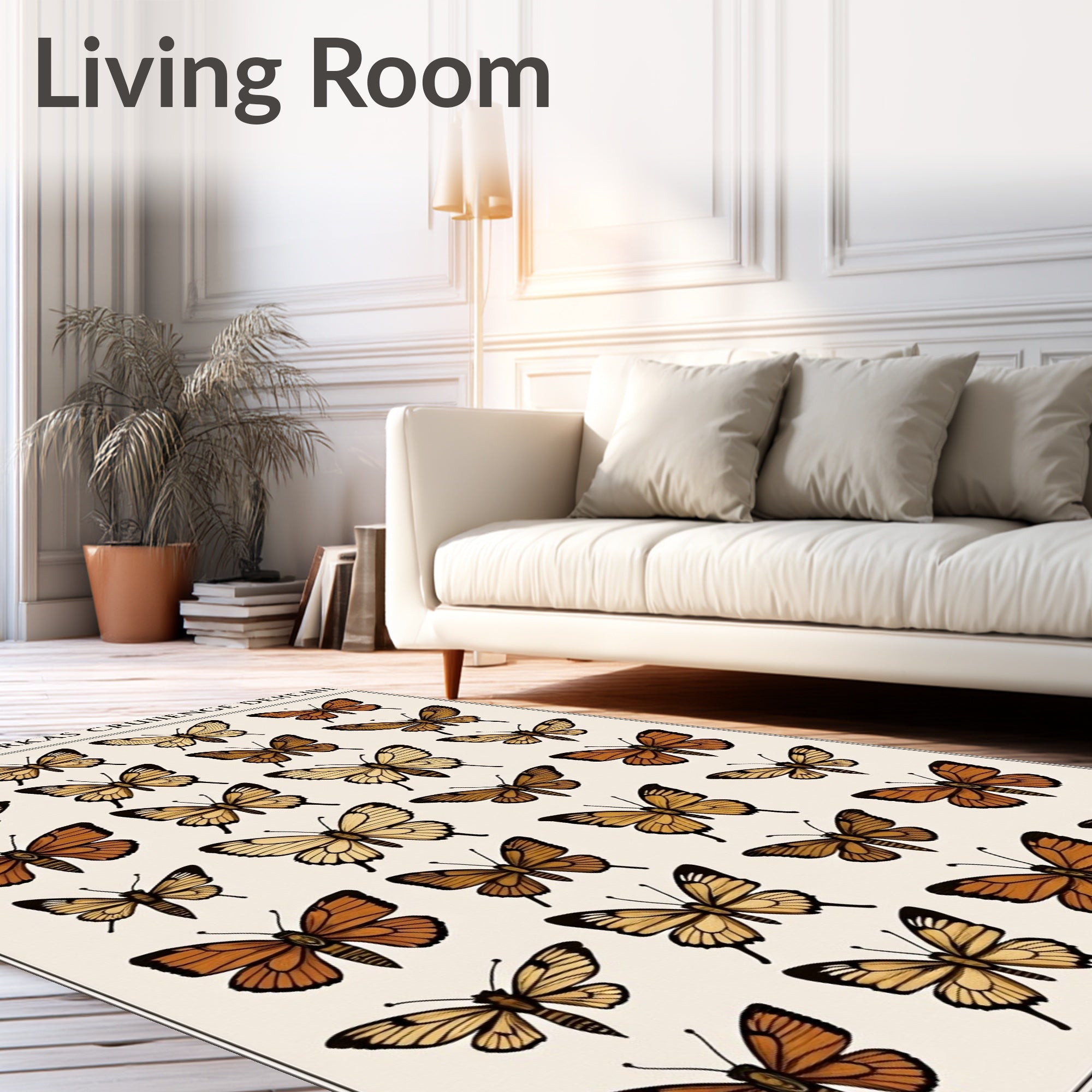 Vintage Butterfly Collection Pattern Rug