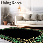 Ornate Green Yellow Floral Garland Border Rug
