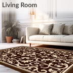 Elegant Swirl Floral Damask Design Rug