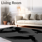 Mythical Bird Silhouette Pattern Design Rug