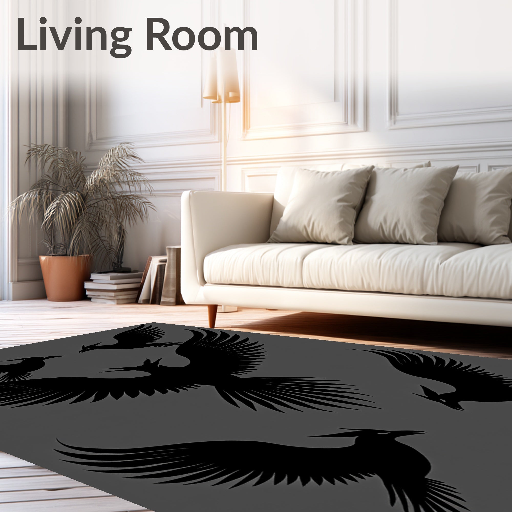 Mythical Bird Silhouette Pattern Design Rug