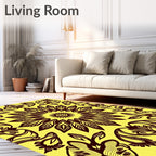 Central Floral Dark Motif Rug