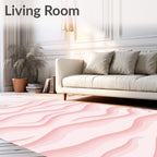 Pastel Pink Layered Wave Pattern Rug