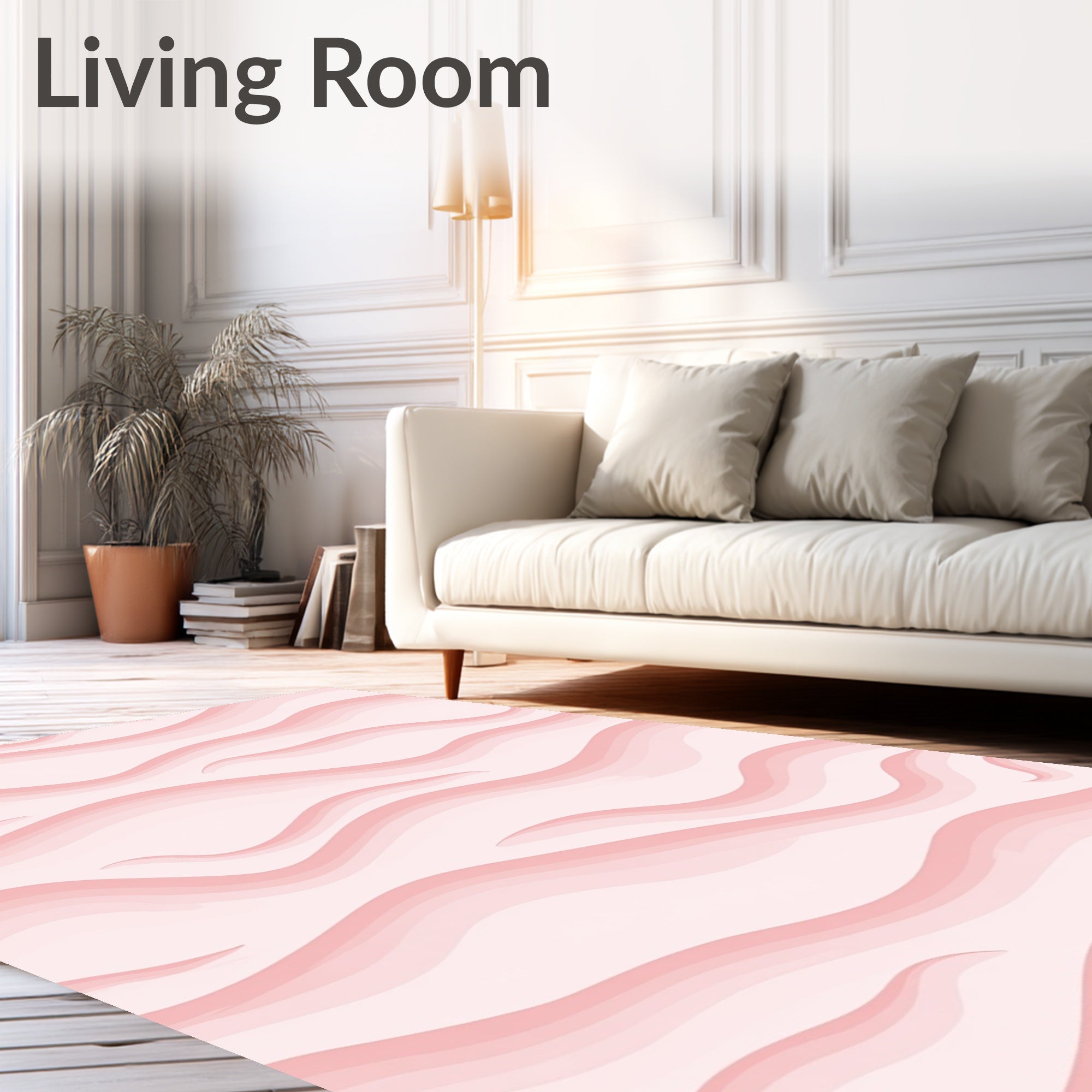 Pastel Pink Layered Wave Pattern Rug