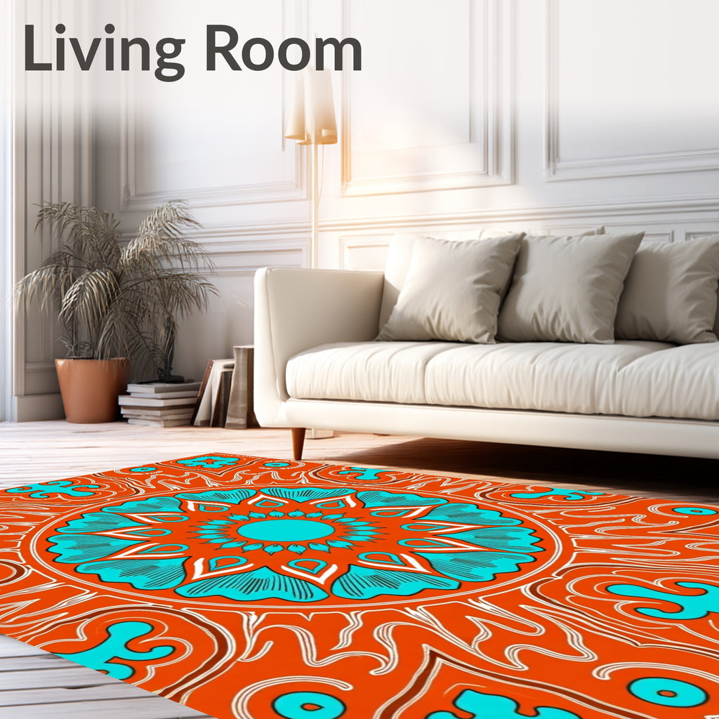 Bold Mandala Floral Design Rug