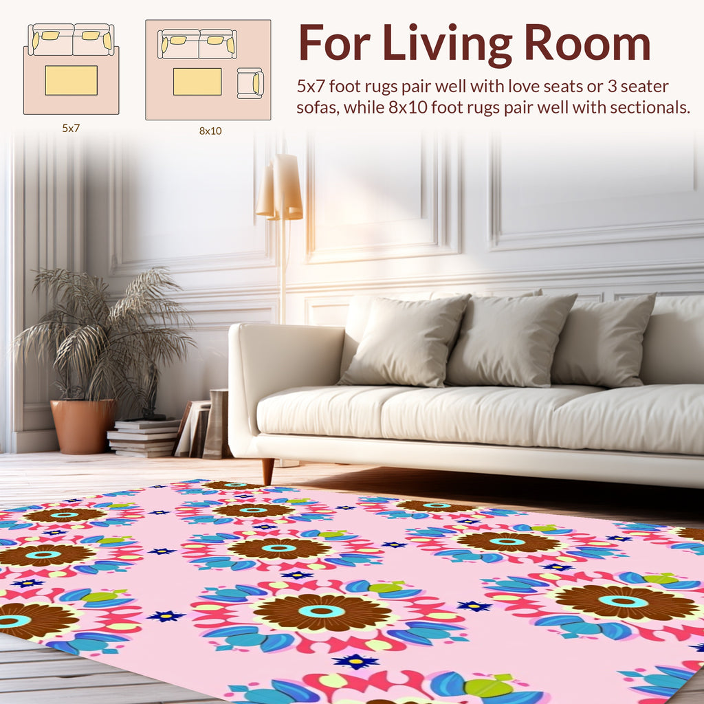 Colorful Floral Medallion Pattern Rug