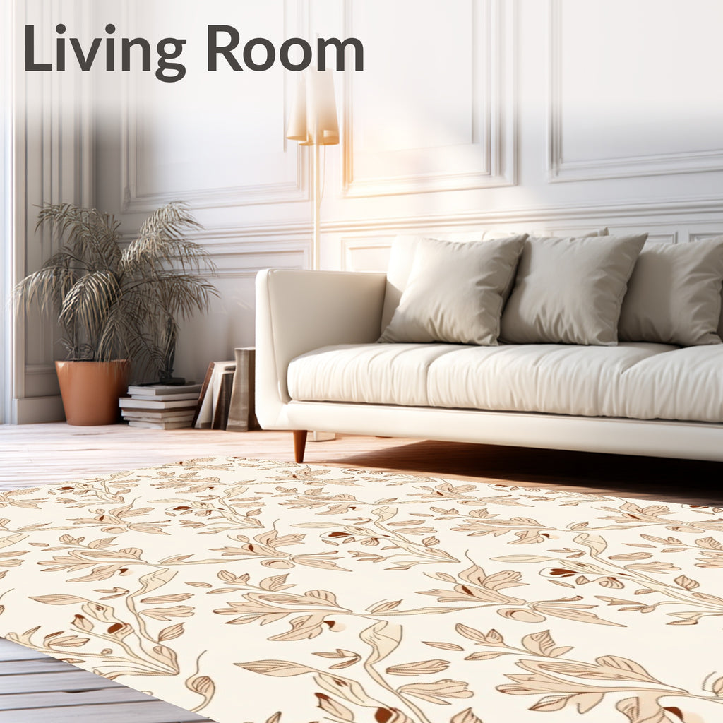 Brown Floral Vine Abstract Pattern Rug