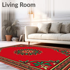 Red Floral Medallion 4 Corner Design Rug