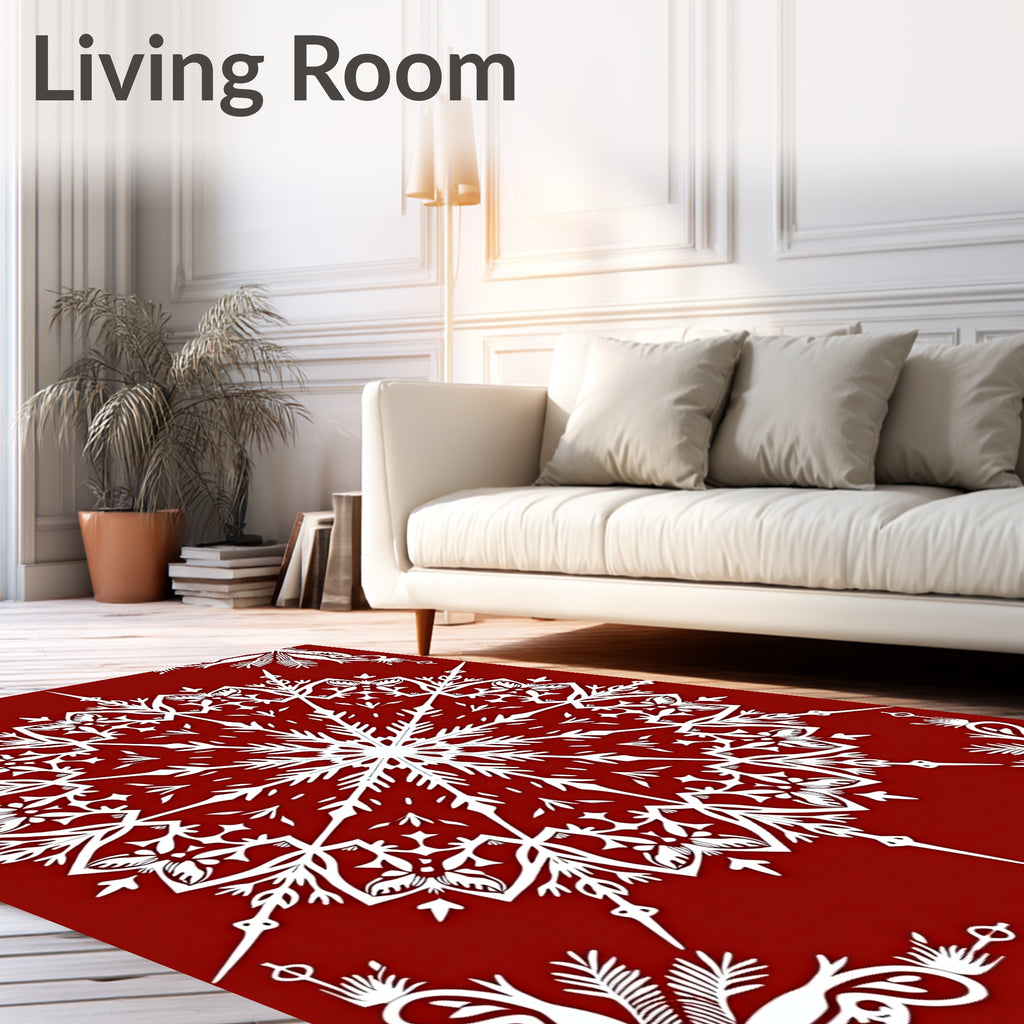 Intricate Snowflake Mandala Design Rug