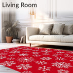 White Snowflake Festive Pattern Rug