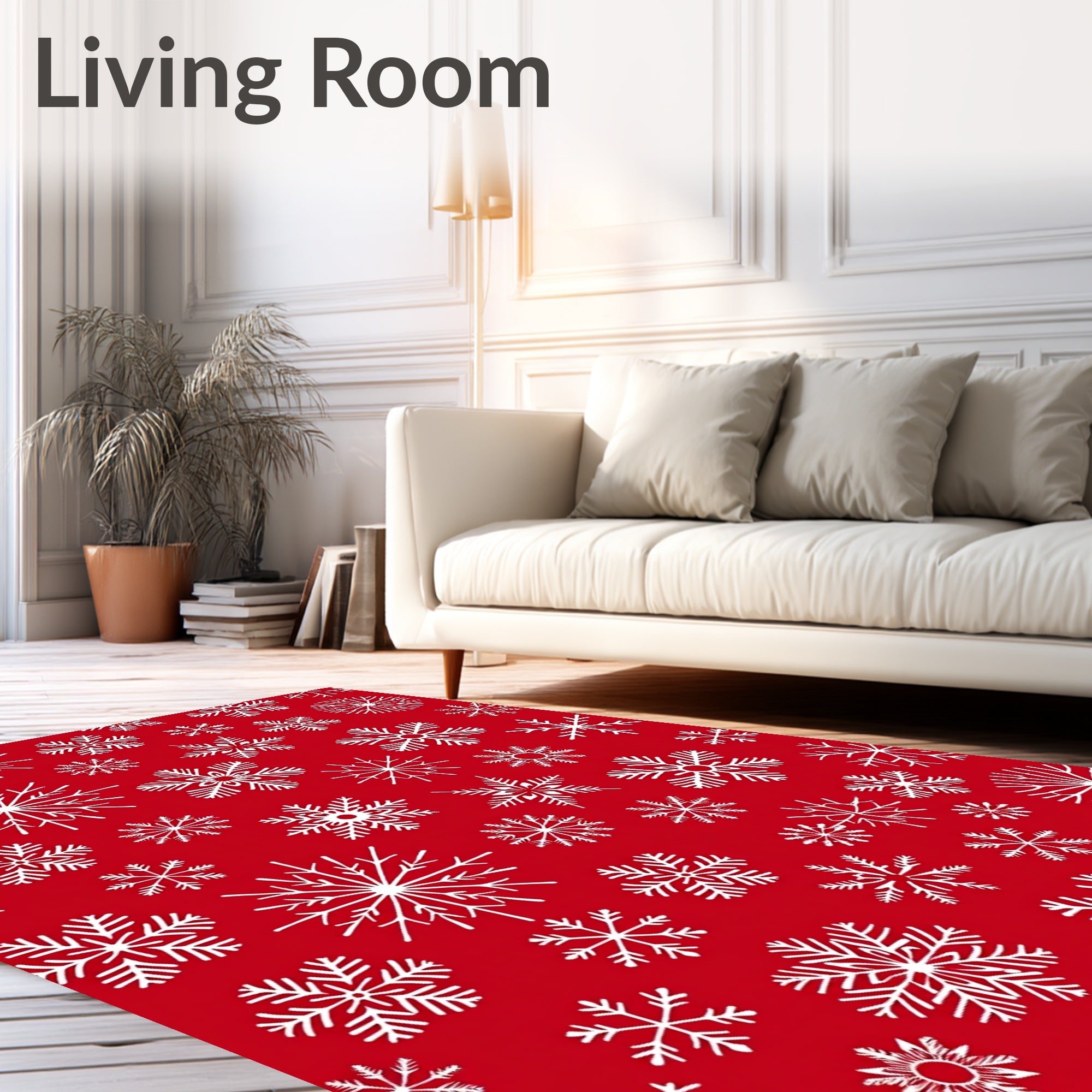 White Snowflake Festive Pattern Rug