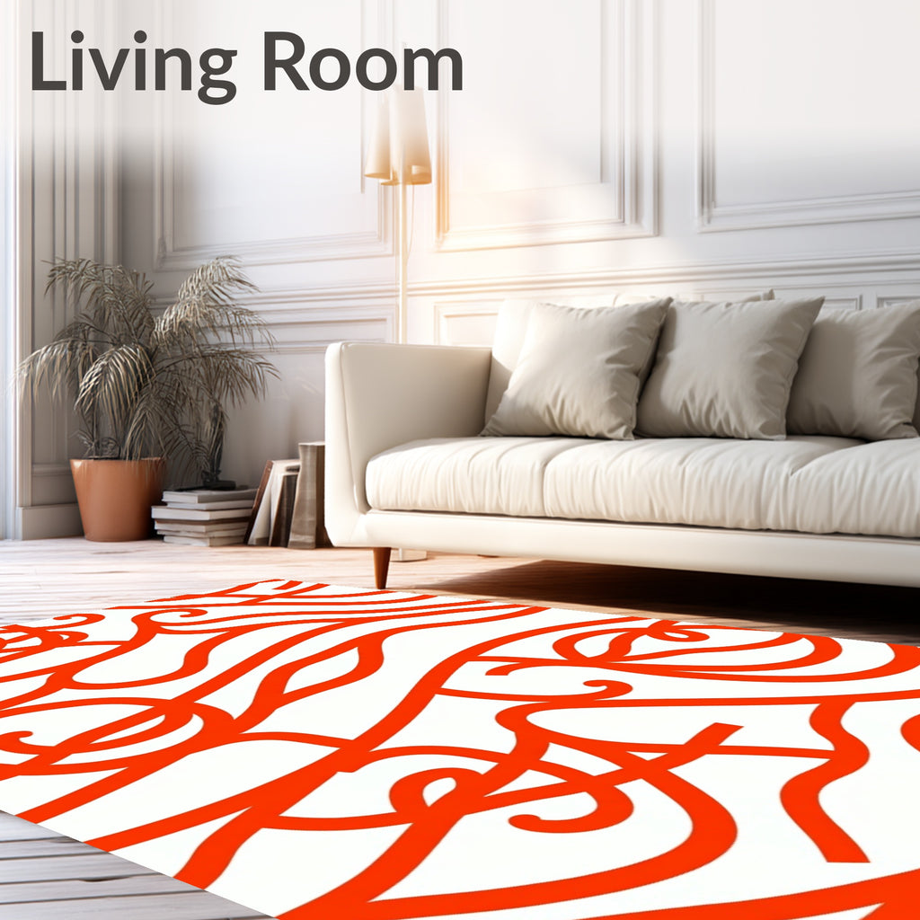 Flowing Orange Ribbon Abstract Pattern Rug