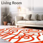 Flowing Orange Ribbon Abstract Pattern Rug