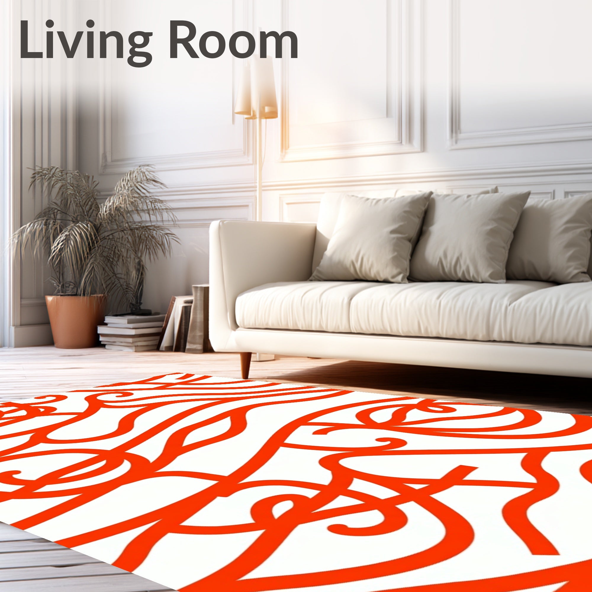 Flowing Orange Ribbon Abstract Pattern Rug
