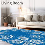 Intricate Blue White Floral Mandalas Rug