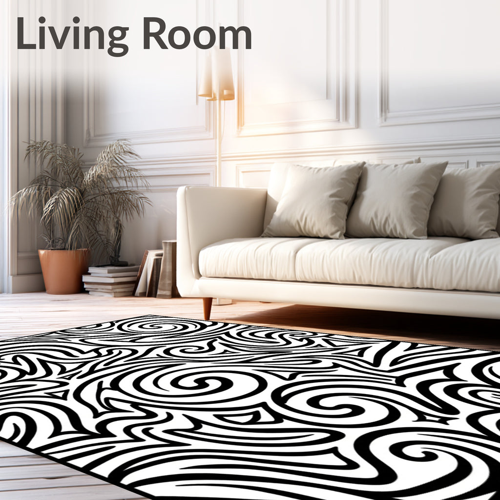 Abstract Swirls and Triangles Pattern Rug