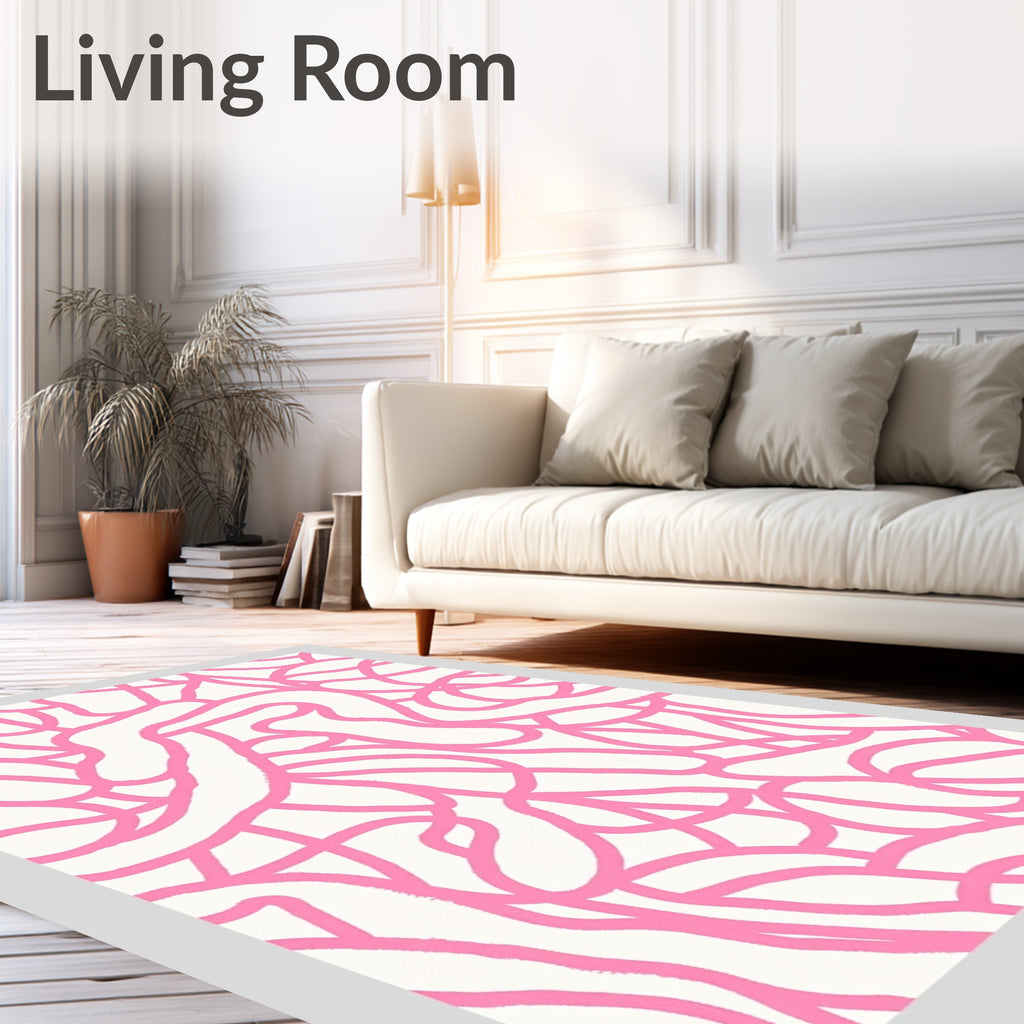 Bold Pink Abstract Loops Rug