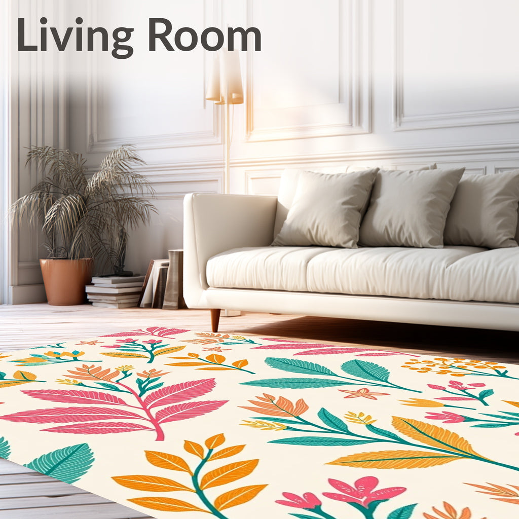 Vibrant Floral Branch Pattern Design Rug
