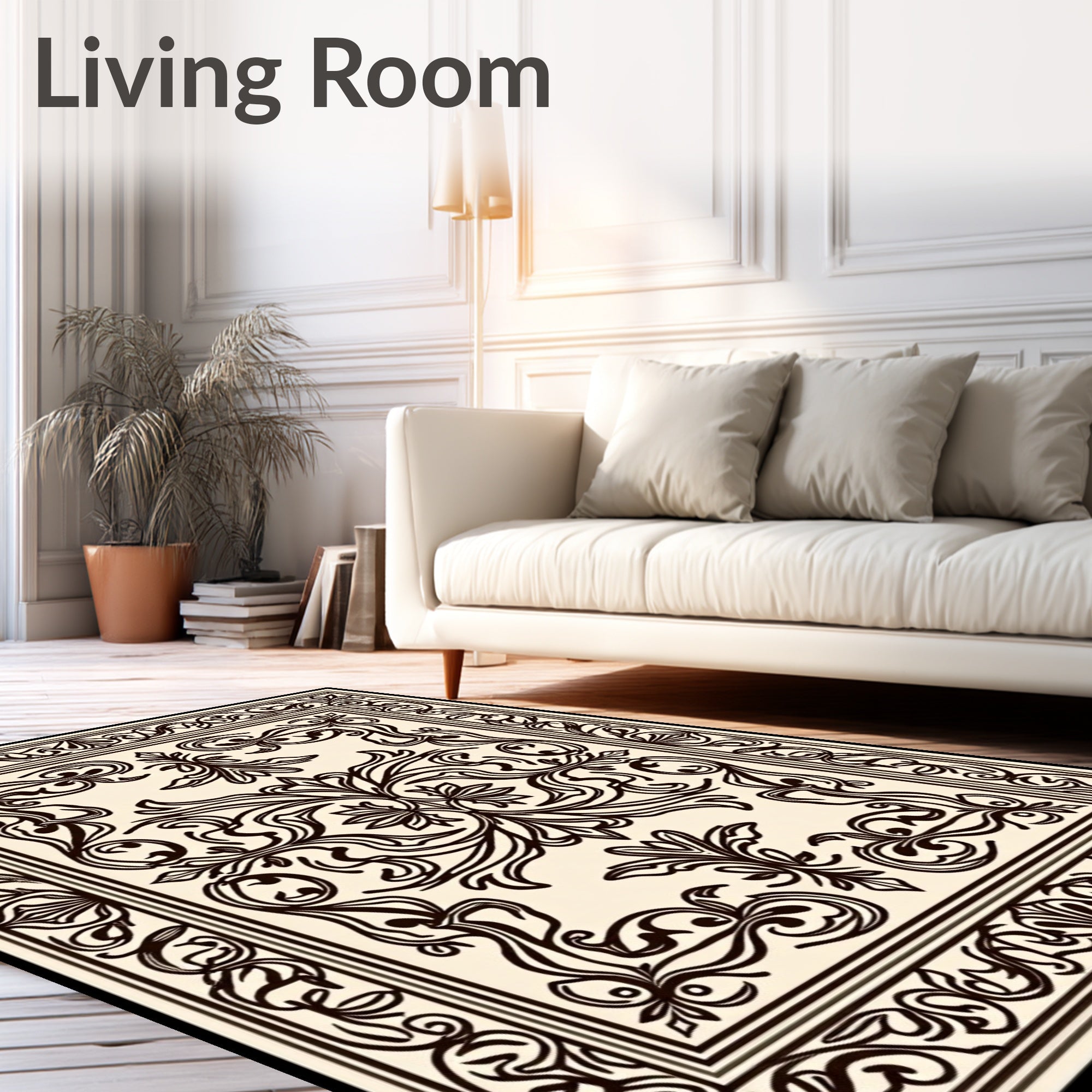Classic Scroll Floral Medallion Design Rug