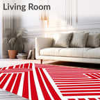 Crimson White Intersecting Lines Rug