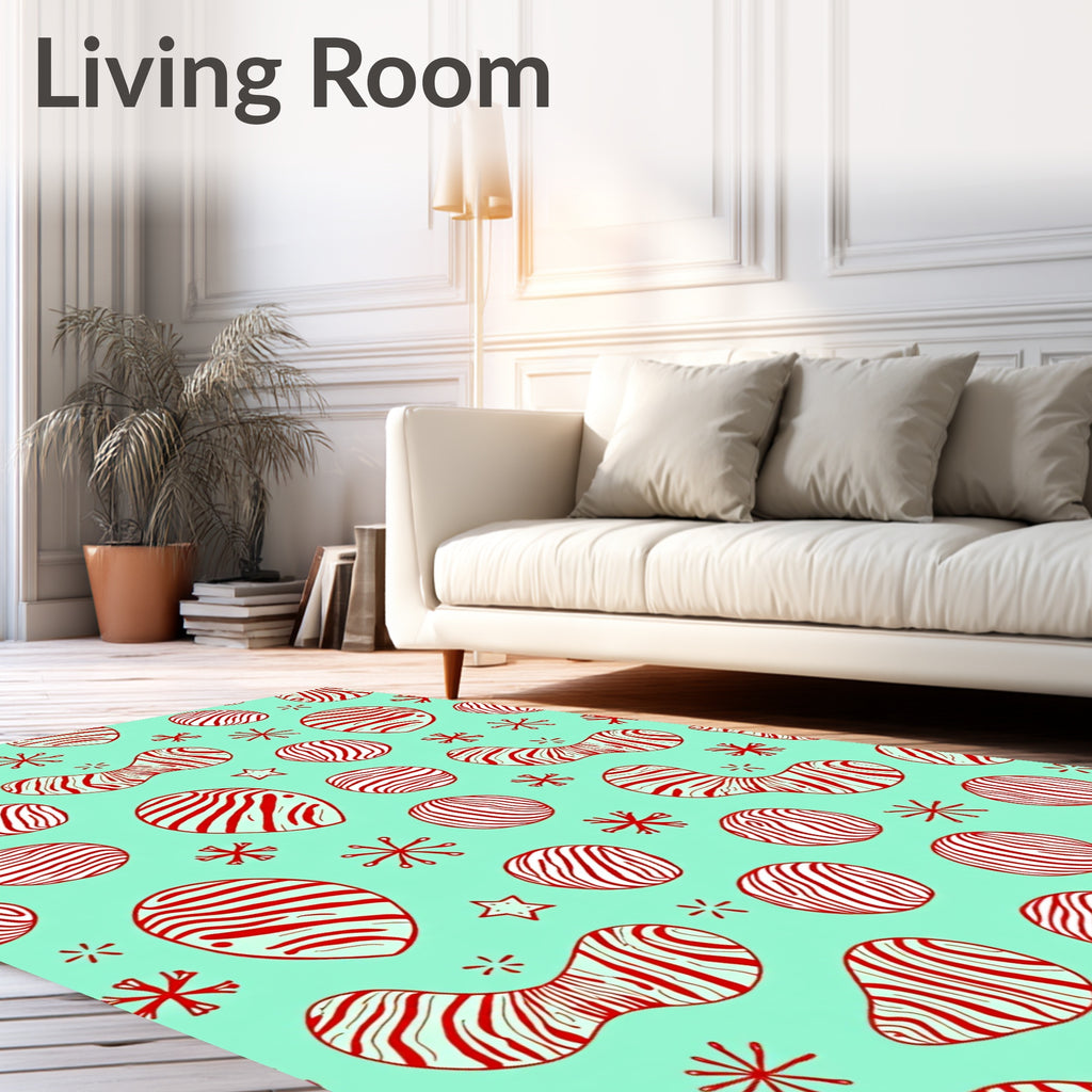 Red And White Swirl Abstract Pattern Rug
