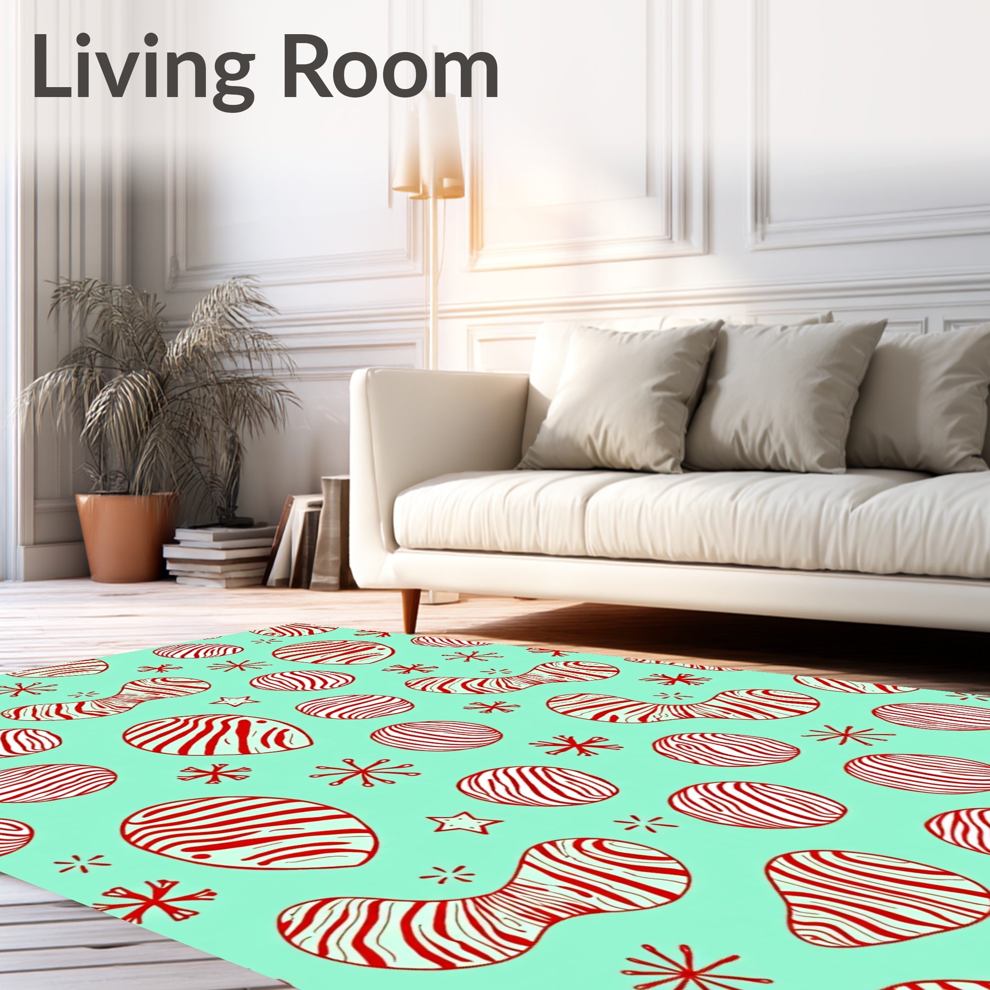 Red And White Swirl Abstract Pattern Rug