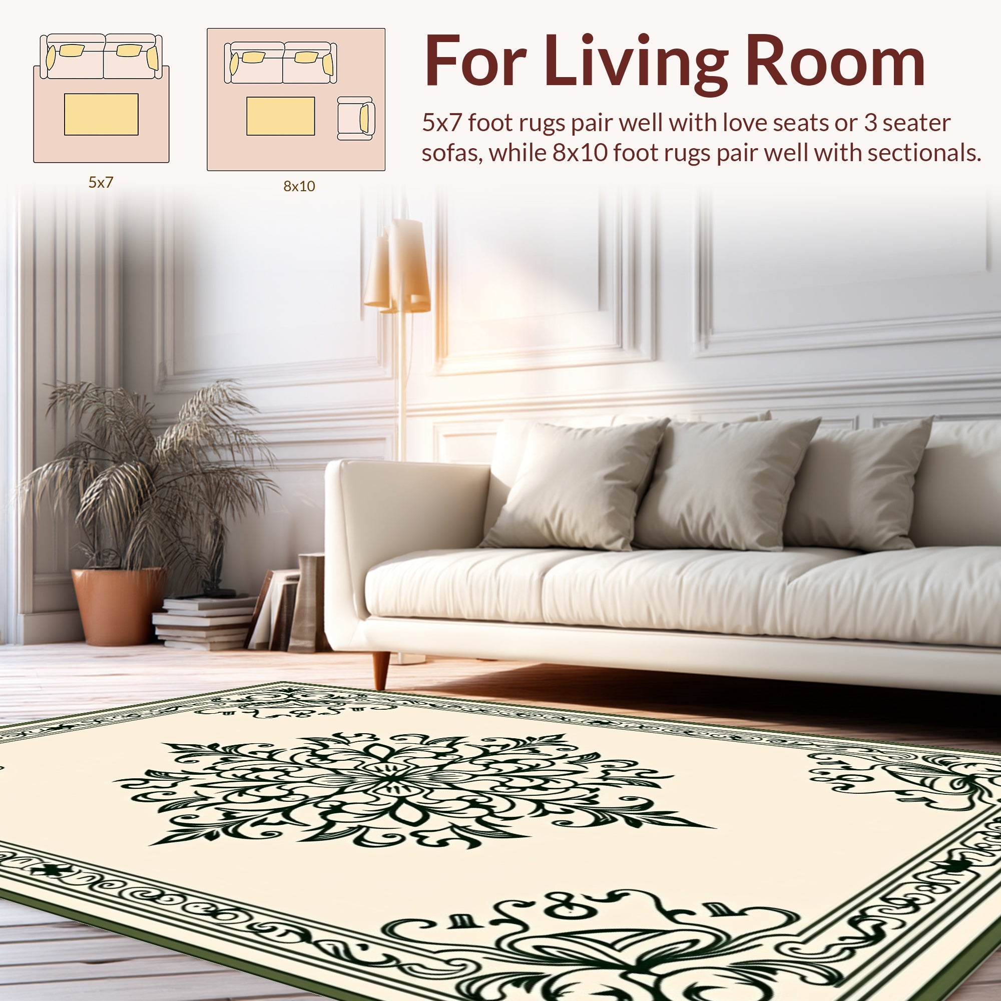 Elegant Floral Medallion Frame Design Rug