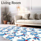 Blue Snowman Berry Garland Repeats Rug