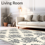 Elegant Damask Vintage Scroll Pattern Rug