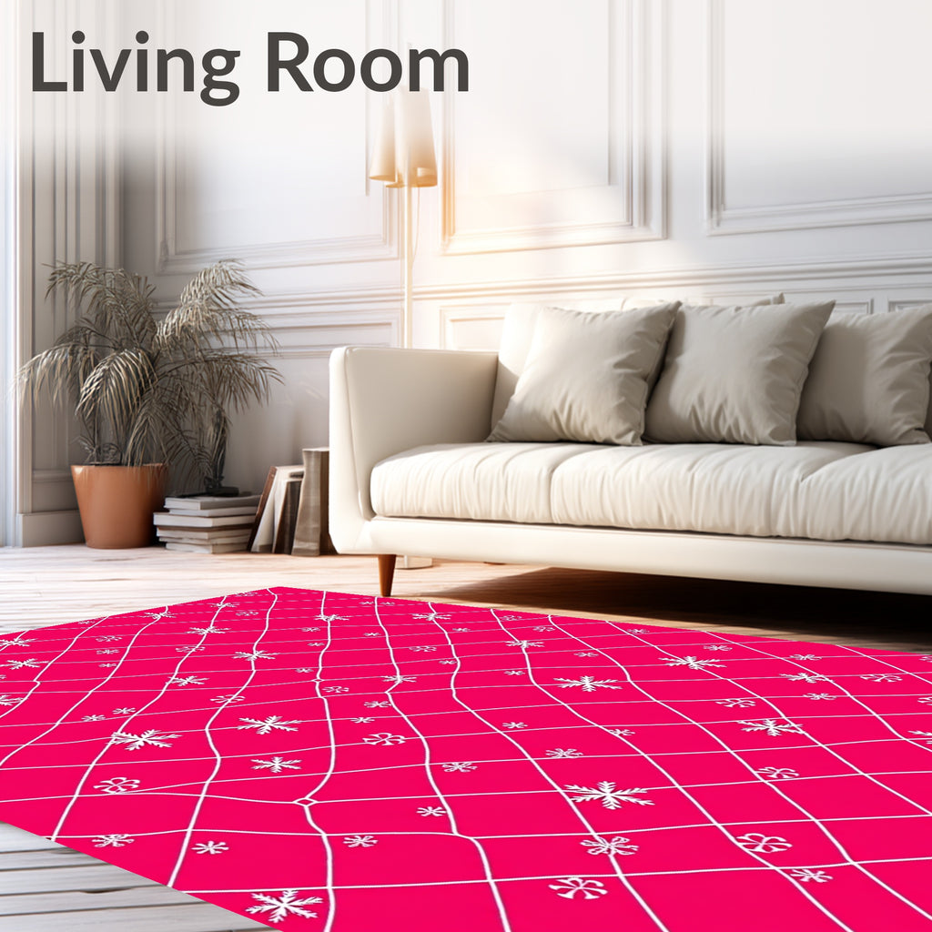 Pink Snowflake Lattice Pattern Rug