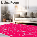 Pink Snowflake Lattice Pattern Rug
