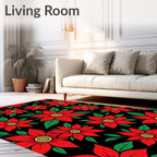Vibrant Red Floral Garden Background Rug