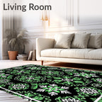 Emerald Black Medallion Floral Harmony Rug