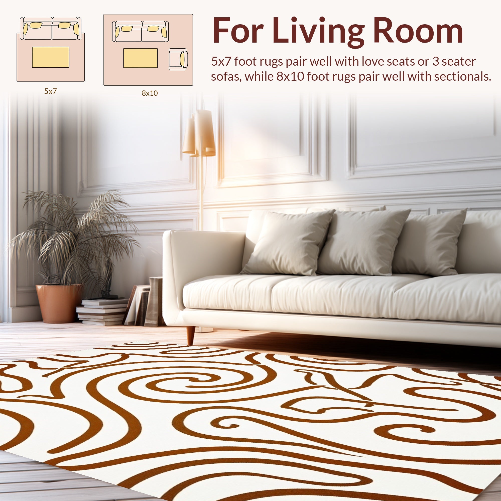 Abstract Swirls Warm Tones Pattern Rug