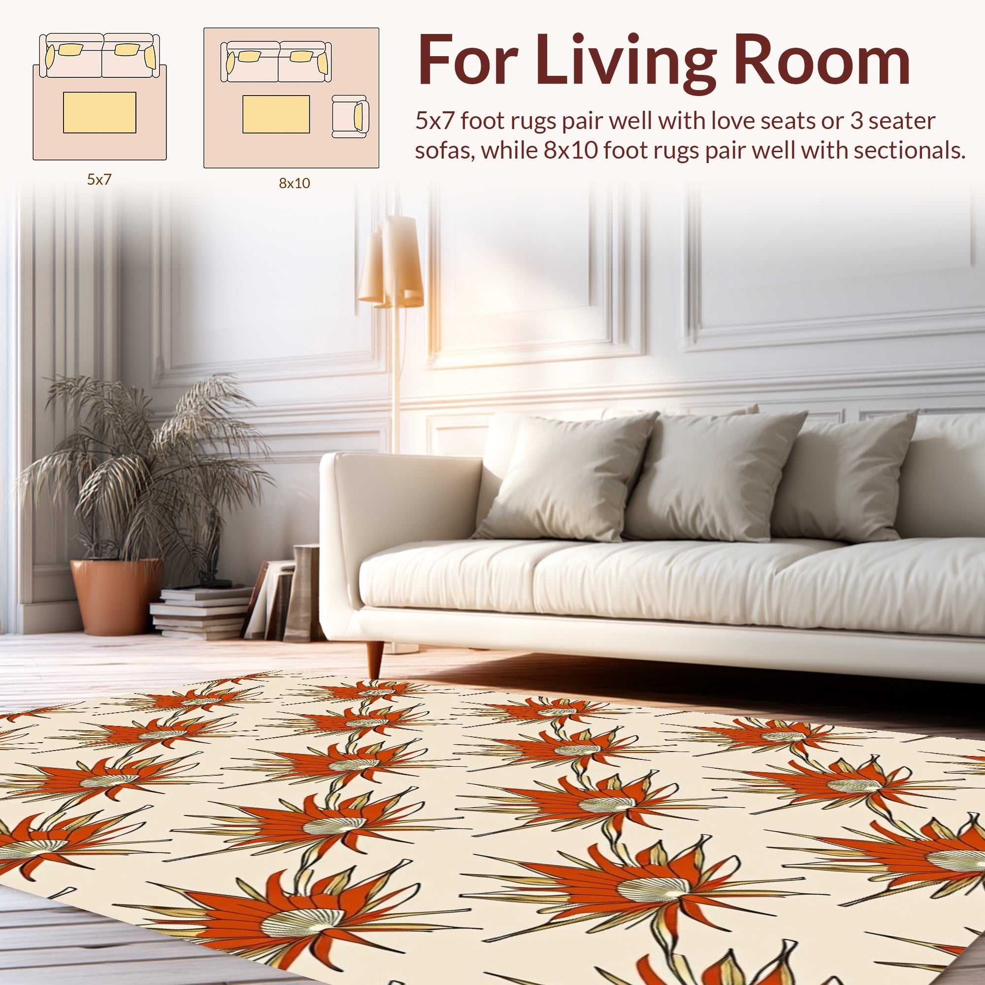 Orange Starburst Patterned Textile Rug