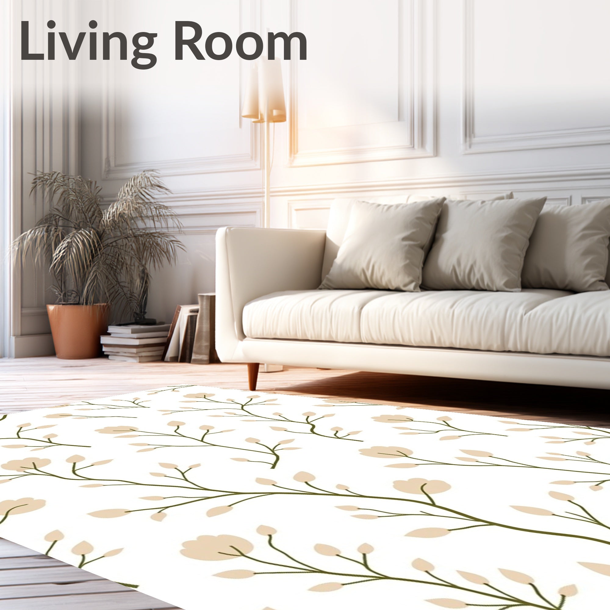 Pale Floral Branches Delicate Pattern Rug