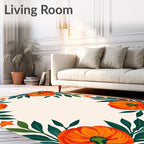 Orange Pumpkin Foliage Border Design Rug