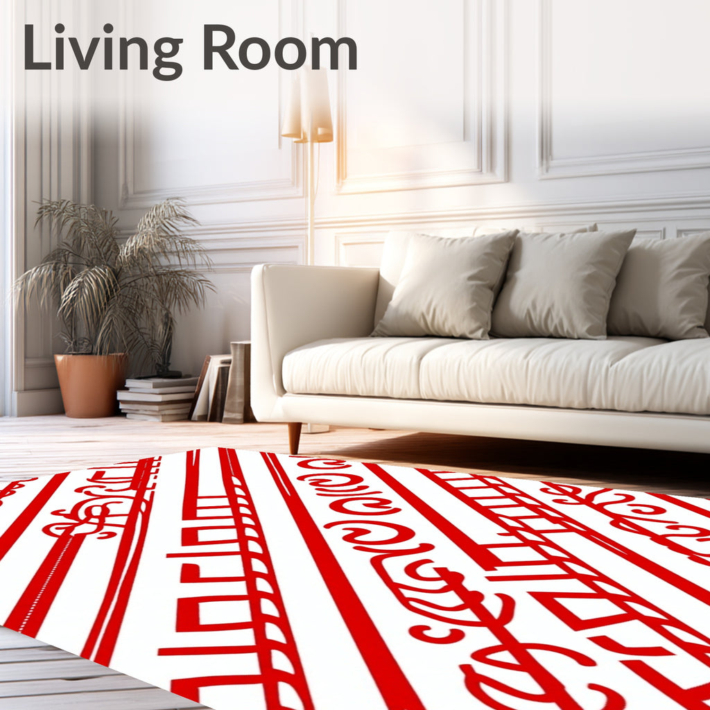 Bold Crimson Swirl Diagonal Stripes Rug