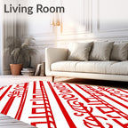 Bold Crimson Swirl Diagonal Stripes Rug