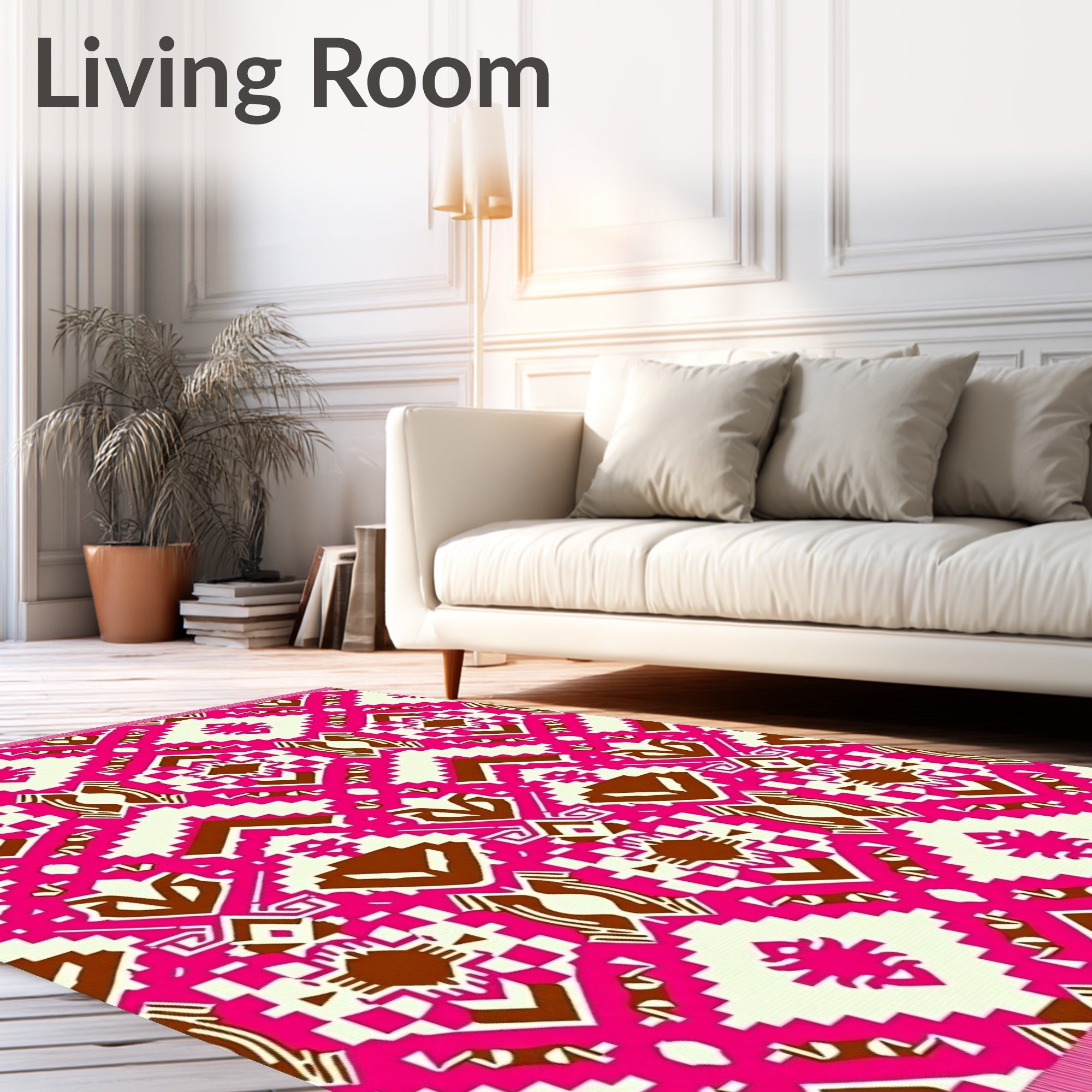 Vibrant Pink Tribal Diamond Rug