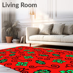 Bold Red Floral Swirls Rug