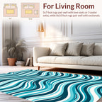 Aqua Waves Abstract Design Rug