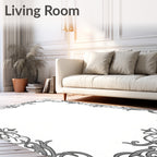 Ornate Gray Swirling Scrollwork Pattern Rug