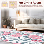 Elegant Pink Rose Floral Pattern Rug