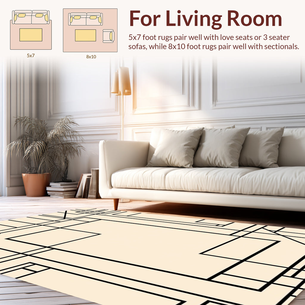 Modern Geometric Line Art Design Rug